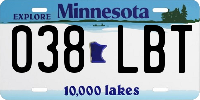 MN license plate 038LBT
