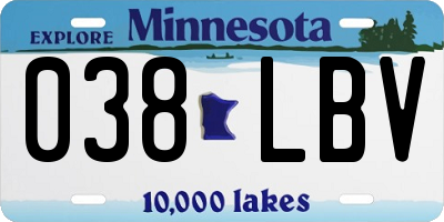 MN license plate 038LBV