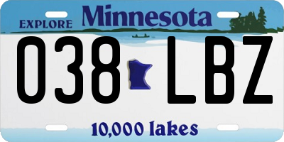 MN license plate 038LBZ