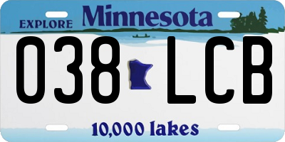MN license plate 038LCB