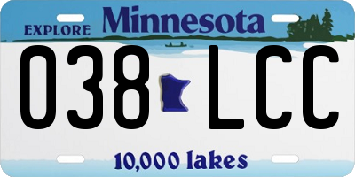 MN license plate 038LCC