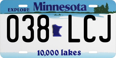 MN license plate 038LCJ