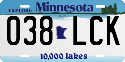 MN license plate 038LCK