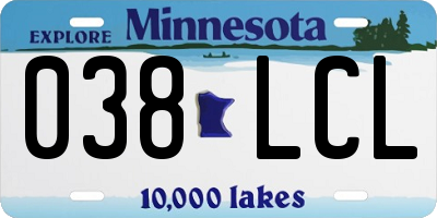 MN license plate 038LCL