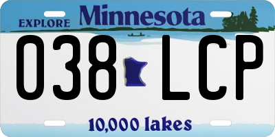 MN license plate 038LCP