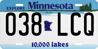 MN license plate 038LCQ