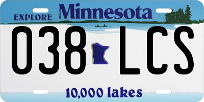 MN license plate 038LCS