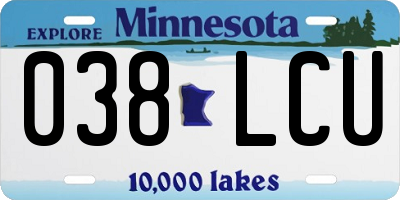 MN license plate 038LCU