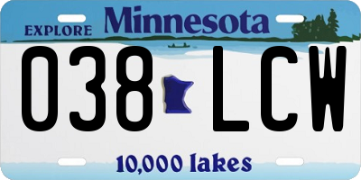 MN license plate 038LCW