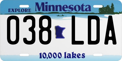 MN license plate 038LDA
