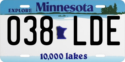 MN license plate 038LDE