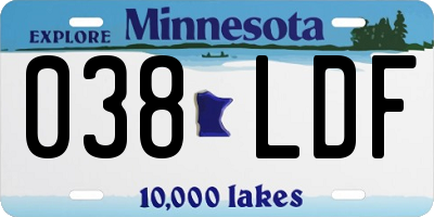 MN license plate 038LDF