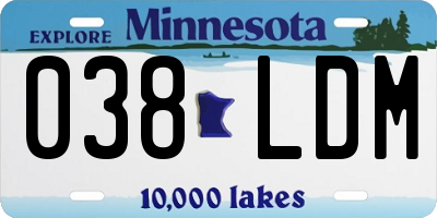MN license plate 038LDM