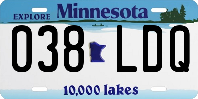 MN license plate 038LDQ