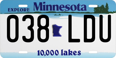 MN license plate 038LDU