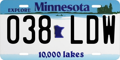 MN license plate 038LDW