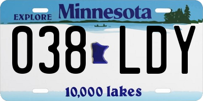 MN license plate 038LDY
