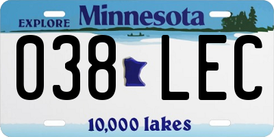 MN license plate 038LEC