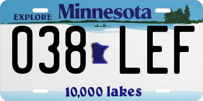 MN license plate 038LEF