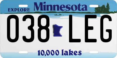 MN license plate 038LEG