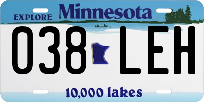 MN license plate 038LEH