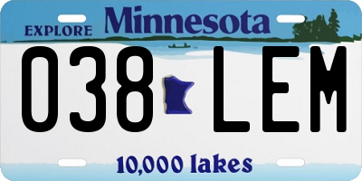MN license plate 038LEM