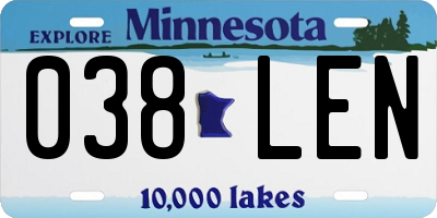 MN license plate 038LEN