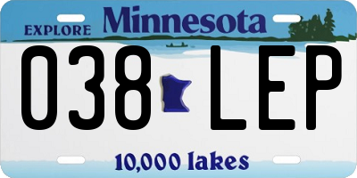MN license plate 038LEP