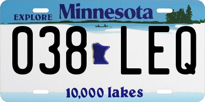 MN license plate 038LEQ