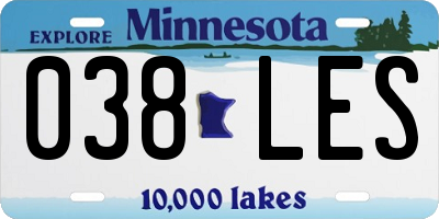 MN license plate 038LES