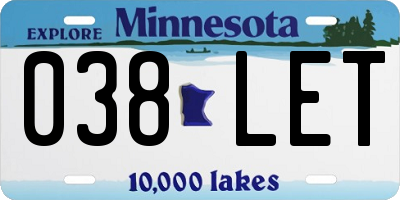 MN license plate 038LET