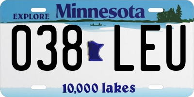 MN license plate 038LEU