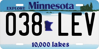 MN license plate 038LEV