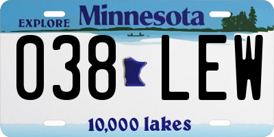 MN license plate 038LEW