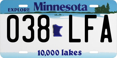 MN license plate 038LFA