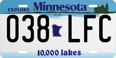MN license plate 038LFC