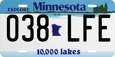 MN license plate 038LFE