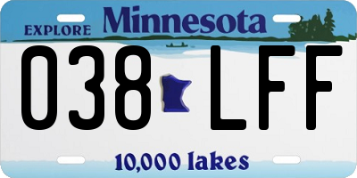 MN license plate 038LFF