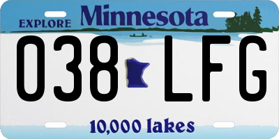 MN license plate 038LFG