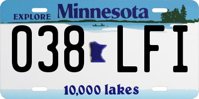 MN license plate 038LFI