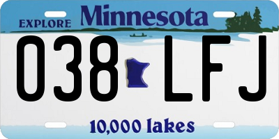 MN license plate 038LFJ