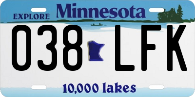 MN license plate 038LFK