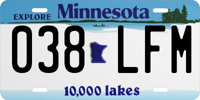 MN license plate 038LFM