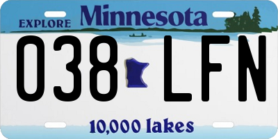 MN license plate 038LFN