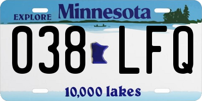 MN license plate 038LFQ