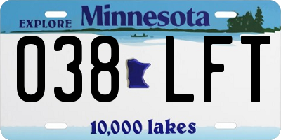 MN license plate 038LFT