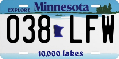 MN license plate 038LFW