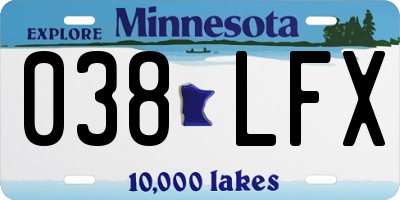 MN license plate 038LFX