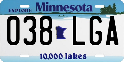 MN license plate 038LGA