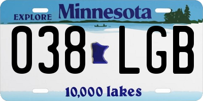 MN license plate 038LGB